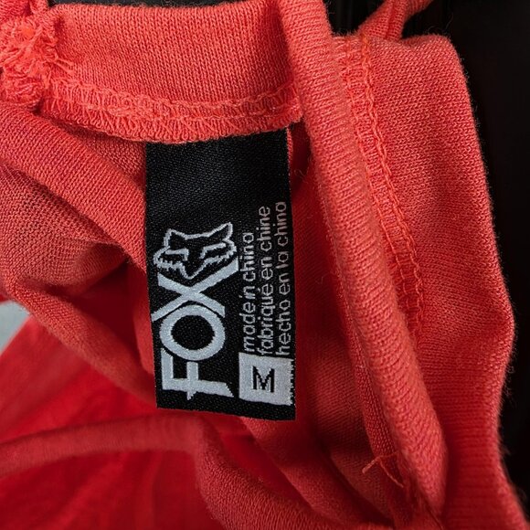 Fox Tank Top Womens Medium Coral High Low Scoop Neck Crisscross Back Tunic Logo - Picture 4 of 11